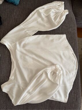 Floreat White Off The Shoulder, Balloon Sleeved, Gathered Cuff